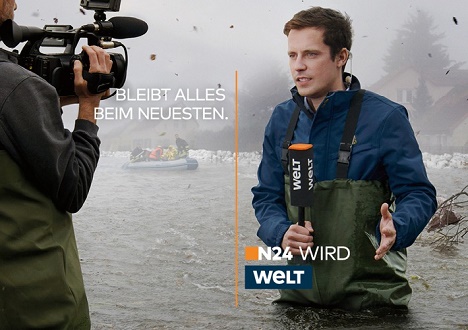 N24-Umbennung in Welt: 'Bleibt alles beim Neuesten' - Ein mehrstufiger Prozess vom neuen Logo über die gemeinsame Website bis zum Design findet nun in der Umbennennung und der Kampagne seinen Abschluss (Foto: obs/N24/WeltN24 GmbH / Peter Funch)