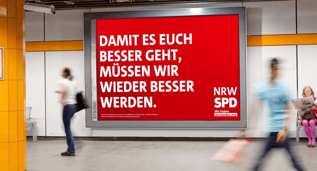 Brinkertlück wirbt für NRWSPD - Die Kampagne "Wir haben verstanden - wir müssen was ändern" ist die erste Arbeit der Agentur Brinkertlück für die NRWSPD - Foto: Brinkertlück