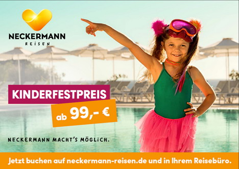 Neckermann Reisen wirbt für den Familienurlaub 2018 - Die Umsetzung der Kampagne für den DACH-Markt verantwortet die Agentur Markenmut (Foto: Neckermann)
