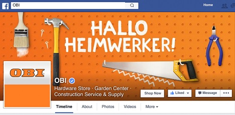 OBI vergibt Social Media-Etat an Weitclick - Obi Facebook-Site (Foto: Weitclick Berlin)
