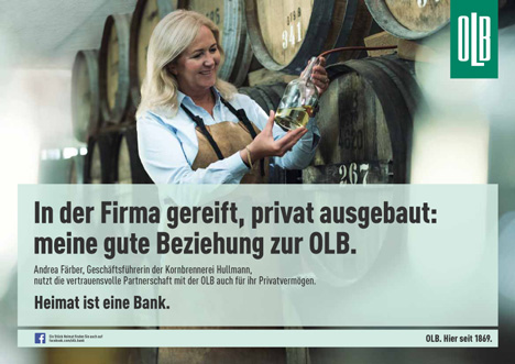 Track lässt authentische Testimonials für die Oldenburgische Landesbank werben - Für die integrierte Kampagne konnten OLB und Track eine echte Kundin der Bank gewinnen (Bild: OLB)