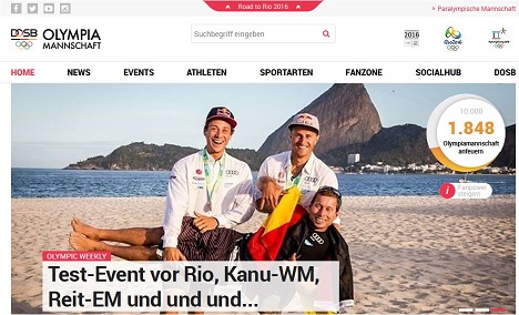 Offizielle Website der deutschen Olympioniken (Foto: Screenshot)