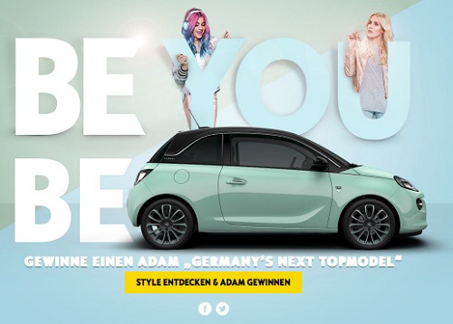 Opel und MRM McCann laufen bei 'Germany´s next Topmodel' auf - Opel bewirbt seine Adam-Modell mit Influencern im Umfeld von 'Germany's Next Topmodel' (Foto: McCann)