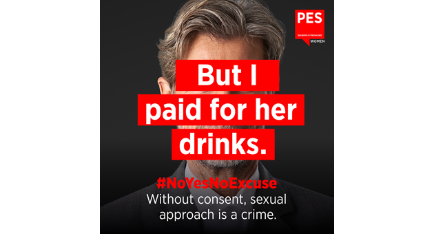 PES Women und KNSK kämpfen für den Schutz sexueller Selbstbestimmung - KNSK entwickelte die Social-Media-Kampagne unter dem Motto "#NoYesNoExcuse" für The Party of European Socialists - Foto: KNSK