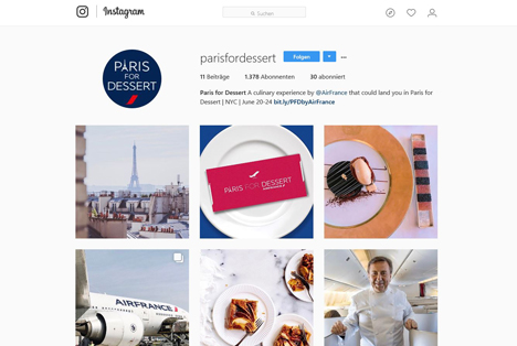 Air France-Instagram-Account "Paris For Dessert" (Screenshot)