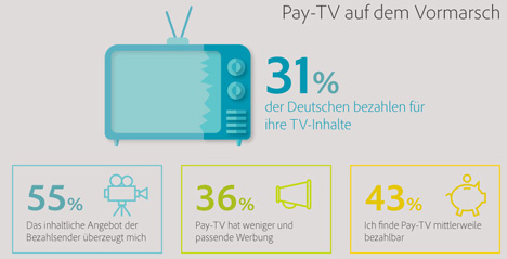 Inwischen zahlt jeder dritte Bundesbrger fr TV-Inhalte (Foto: Adobe) 