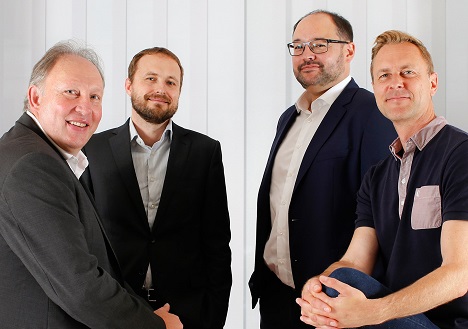 Serviceplan-Gruppe: Plan.Net Solutions fusioniert mit Aquarius Digital zu Plan.Net Pulse - Das künftige Führungsteam von Plan.Net Pulse (v.l.): Dr. Rainer Miksch, Andreas Walde, Marc Schmitt und Carsten Popp
