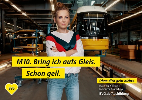 Die neue Recruiting-Kampagne der BVG richtet sich an Schler, Eltern und junge Frauen (Foto: BVG)