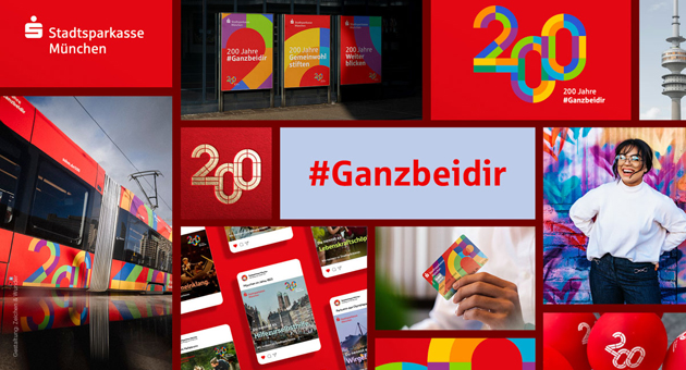 Zeichen & Wunder startet Jubiläumskampagne für Stadtsparkasse München - Das Motto "200 Jahre #Ganzbeidir" zieht sich in der Kommunikation als roter Faden durch alle Ebenen des Markenerlebnisses - Fo