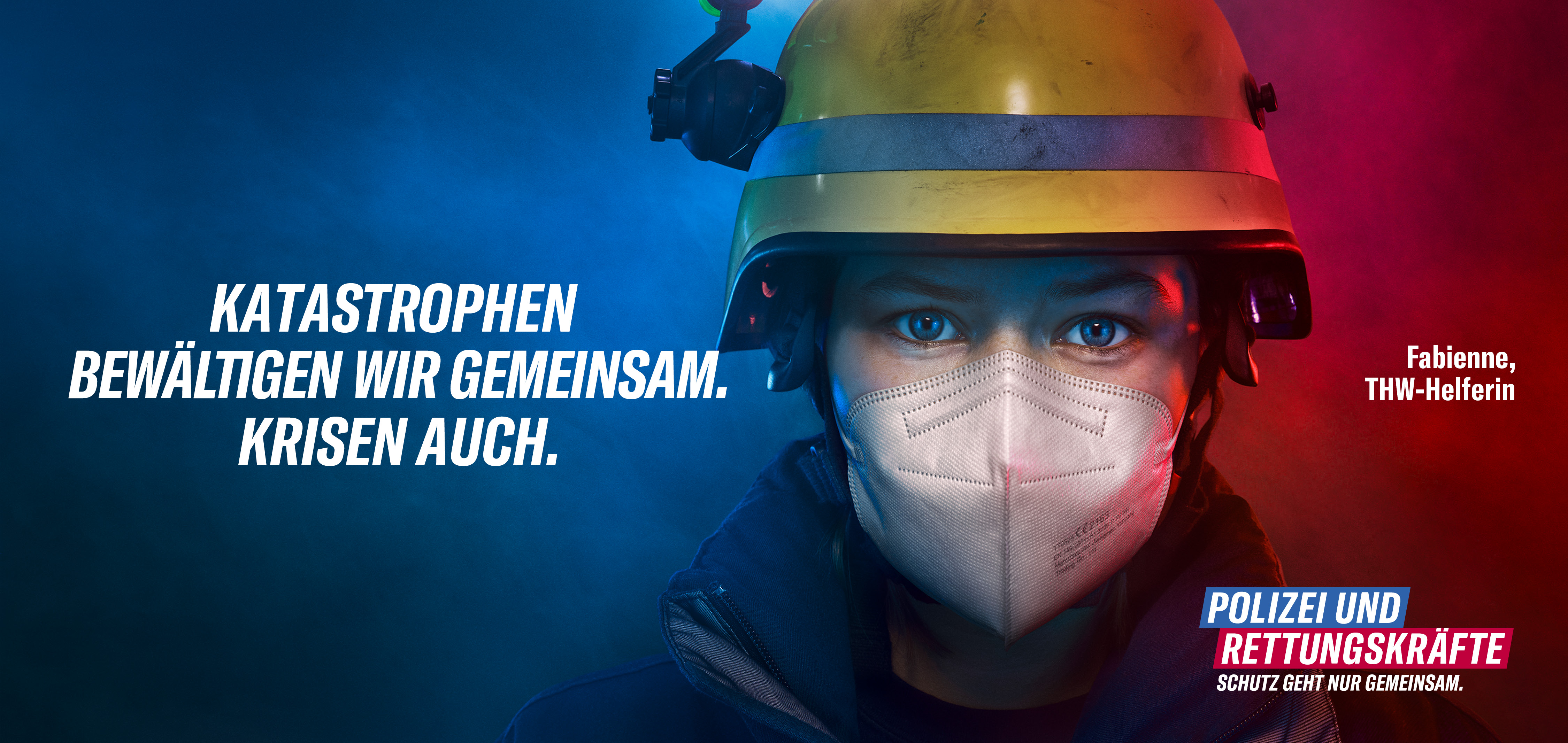 Scholz & Friends gewinnt weiteren Bundes-Etat - Die Motive der neuen Kampagne "Schutz geht nur gemeinsam" heben die Arbeit der Polizei- und Rettungskräfte in Corona-Zeiten hervor - Bild: S&F
