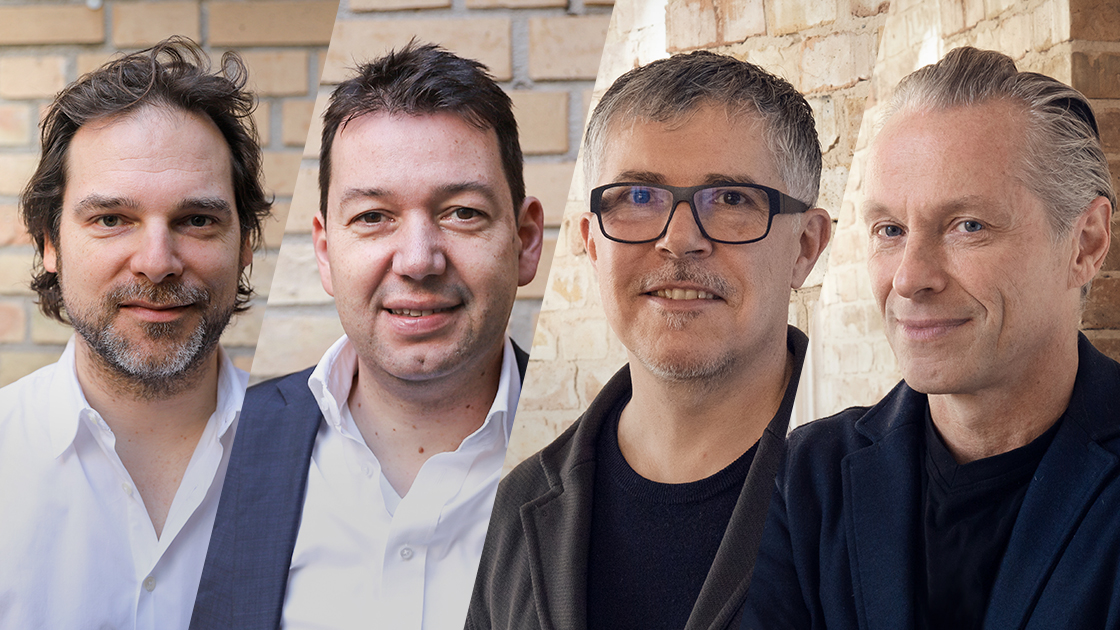 Christian Schmidt, Eric Meurers, Michael Moser und Stefan Karl bilden das neue Chef-Quartett der Agentur-Formation Open (vlnr) - Foto. Interlutions