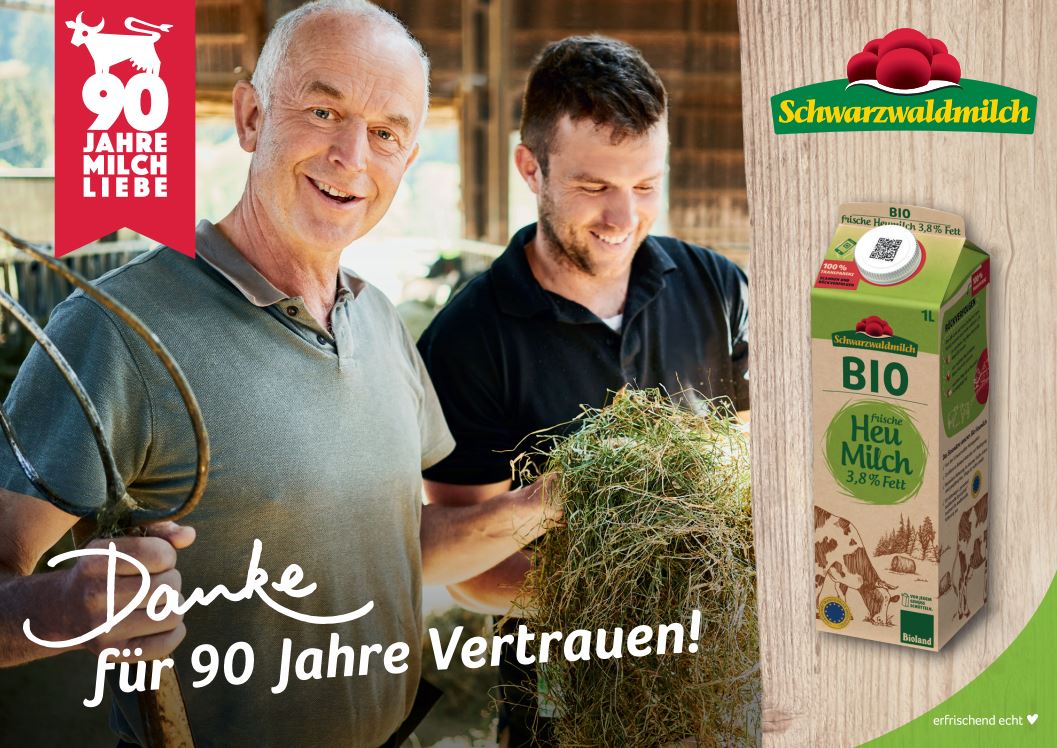 Schwarzwaldmilch lanciert zum 90-jhrigen Jubilum eine crossmediale Kampagne inklusive Social Media- und OOH-Aktivitten. (Foto: Schwarzwaldmilch)