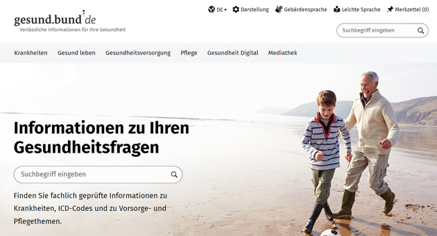 Landgericht Bonn erklärt Nationales Gesundheitsportal für unzulässig - Das nationale Gesundheitsportal gesund.bund.de verstößt nach Ansicht des Landgerichts Bonn gegen das Gebot der Staatsferne der Presse - Foto: Screenshoot/gesund.bund.de