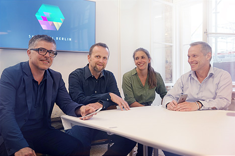 Shanghai.Berlin setzt auf Story Engineering - Management Board von Shanghai.Berlin (v.l., Foto Shanghai.Berlin): Michael Moser (Managing Partner), Alexander Hauser (Executive Technology Director), Dana Kreidt (ECD) und Stefan Karl (Managing Partner)