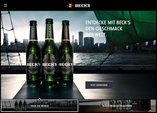 SinnerSchrader gestaltet neuen Beck's-Digitalauftritt - Die Biermarke Beck's hat einen neuen Digital-Auftritt (Foto: Screenshot www.becks.de)