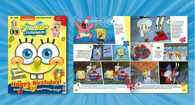 RTL Deutschland bringt Magazin zu Sponge Bob heraus - RTL Deutschland veröffentlich am 31. Januar 2025 die erste Ausgabe des Lizenz-Magazins Sponge Bob Schwammkopf