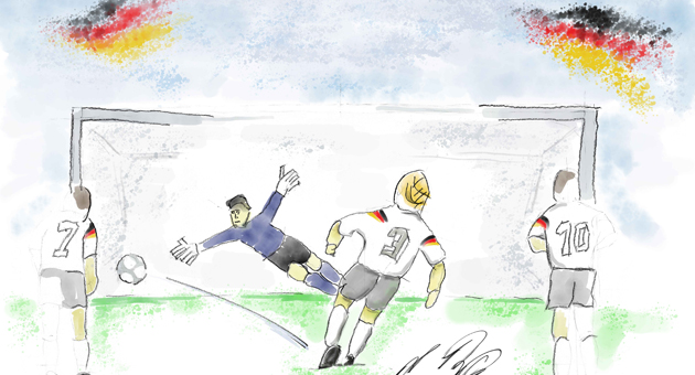 Andreas Brehme zeichnete fr Sport 1 und die Fuball-Fans sein Elfmetertor zum 1:0-Sieg im WM-Finale 1990 - Abb.: Sport 1