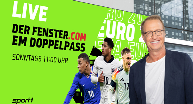Sport 1 präsentiert Werbekunden für EM-Umfelder - Für seine Premium-Werbeplätze im EM-Umfeld hat Sport 1 mehrere Unternehmen gewonnen, darunter Fenster.com als Titelsponsor für den EM-Doppelpass – Foto: Sport 1