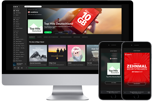 Spotify zeigt eine erste Mglichkeit fr werbliche Nutzung innerhalb seiner Playlists mit Vodafone als ersten Kunden (Foto: Spotify)