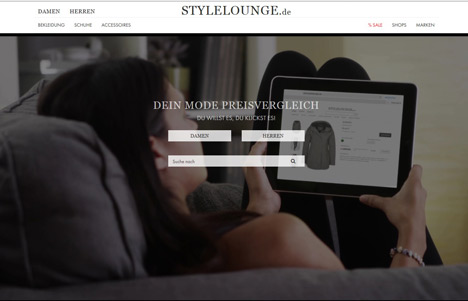 Frische 2,3 Millionen Euro für StyleLounge - Screenshot der Preisvergleich-Plattform für Fashion StyleLounge