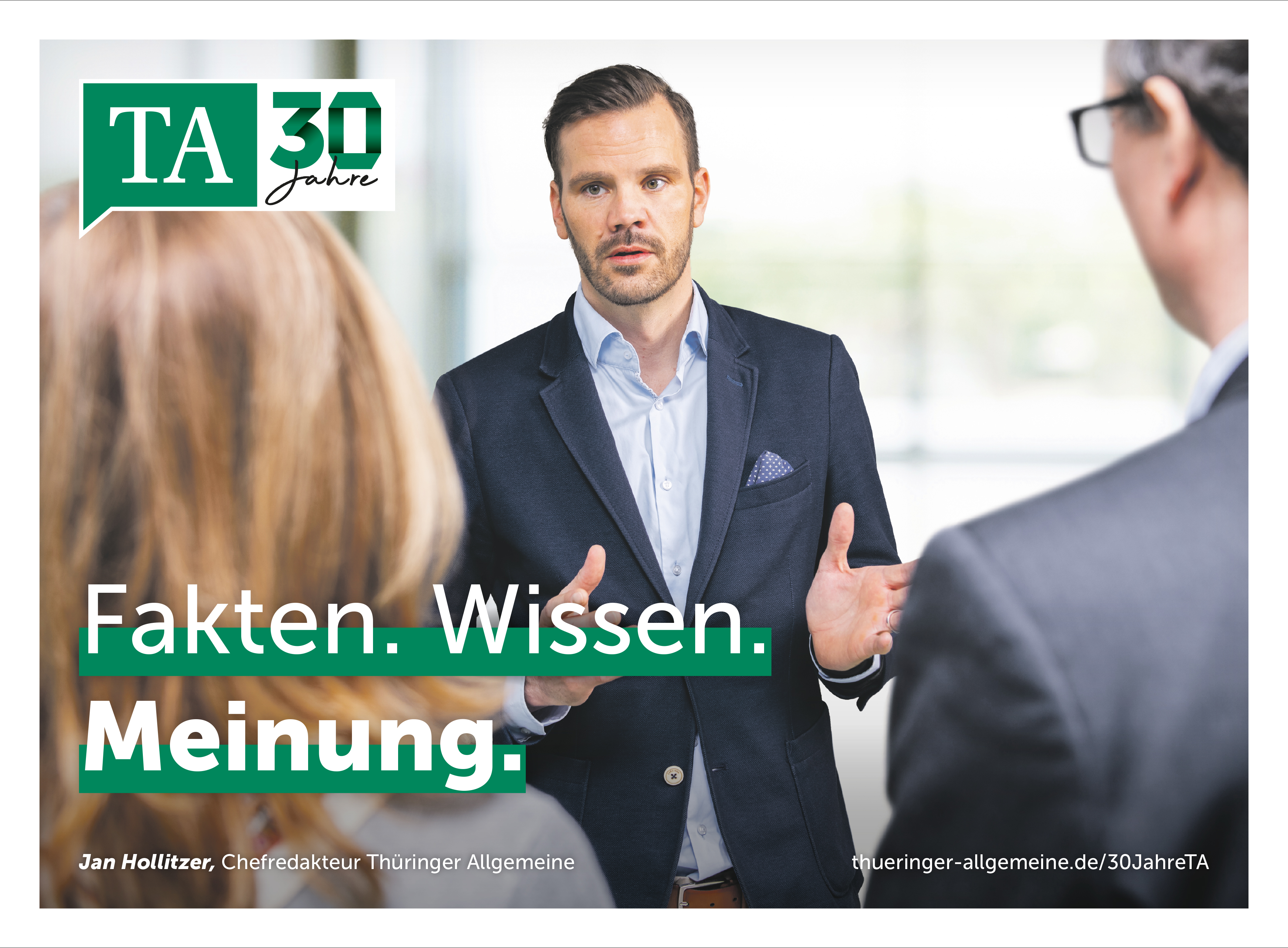 Die Thringer Allgemeine positioniert sich in der aktuellen Imagekampagne zum 30-jhrigen Bestehen persnlich und kompetent. (BIld: TA)
