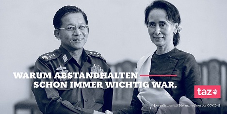 taz und McCann werben für journalistische Distanz - Motive wie dieses sollen im Rahmen der neuen Kampagne verdeutlichen, dass ein wenig mehr Abstand auch gut tun kann – ganz abgesehen von der Corona-Pandemie - Foto: McCANN