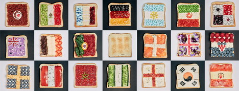 Toastscheiben in den Landesfarben der Mannschaften: Der Toast, der auf der belegten Seite landet, verliert (Foto: Leo Burnett)