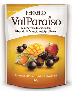 Die ValParaiso-Schoko-Frucht-Perlen sind in drei Geschmachsrichtungen erhltlich (Foto: Ferrero)