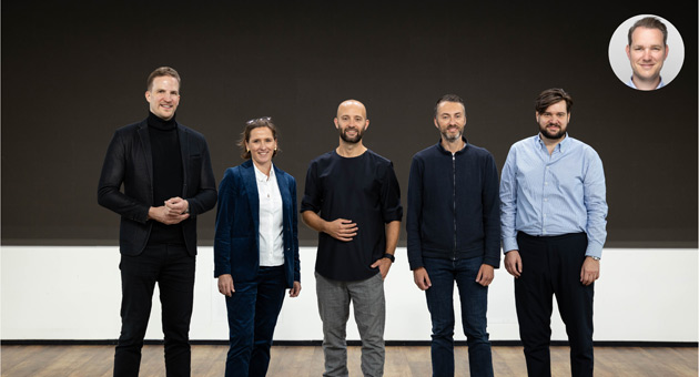 Axel Springer hy: Gründer Christoph Keese geht - Die Führungsspitze bei Axel Springer hy: Steffen Vollmerding, Anne Schlösser, Sebastian Herzog, Dr. Sebastian Voigt und Frank Gehrig (vlnr.). Nicht im Bild: Jan Hasse – Foto: Axel Springer hy