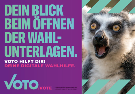 Agentur Uwe wirbt für Wahlhilfe Voto - Plakat zur Bewerbung der Voto-Web-App (Abb.: Agentur Uwe)