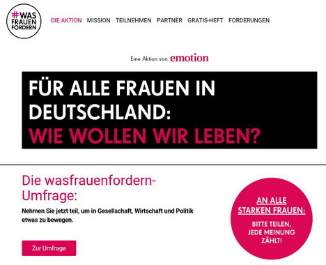 Website zur Aktion #wasfrauenfordern