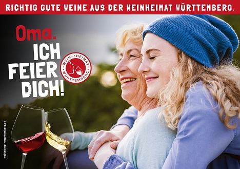 Weinheimat Württemberg verlängert mit Prinzip E - Prinzip E verteidigt den Gesamt-Etat der Weinheimat Württemberg und kreiert die Kampagne 'Ich feier dich!' - Foto: Prinzip E