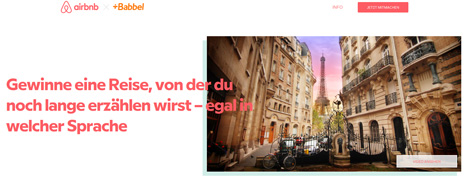Mit Airbnb hat Babbel erneut einen reichweitenstarken Kooperationspartner gefunden (Abb. Screenshot Landingpage)