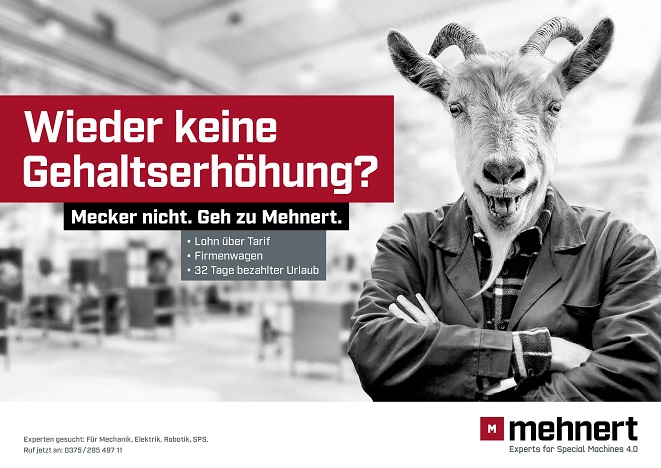 Fachkräftemangel: battery überzeugt ALTEN und MEHNERT mit Recruiting-Offensiven - Motiv der Recruting-Kampagen für die MEHNERT Group (Foto: battery)