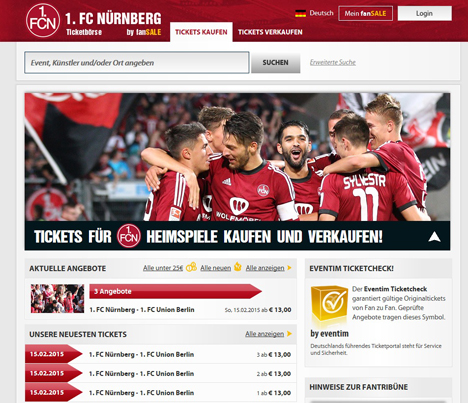 1. FC Nrnberg startet Ticketbrse unter www.fcn-ticketboerse.de (Foto: Screenshot)