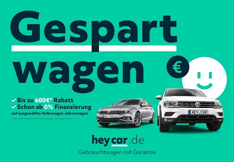 Kolle Rebbe entwickelt mit heycar neue Kampagne aus dem Home-Office - Aus Gebrauchtwagen wird ‘Gespartwagen’: Die neue Marketing-Kampagne von heycar spielt mit dem Gebrauchtwagen-Begriff. (Foto: heycar)