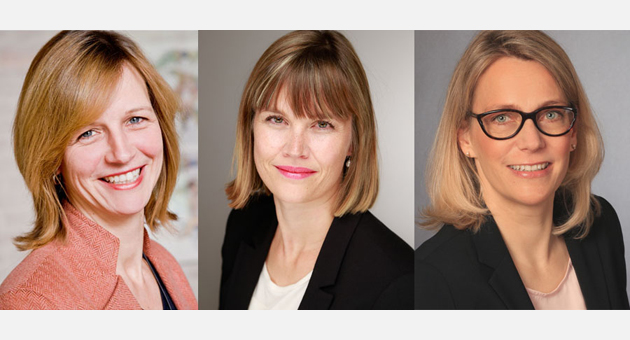 Stefanie Penck (l.), Christine Brisch (m.) und Christina Riedel haben bei MairDumont neue Verantwortungsbereiche bernommen. Fotos: Privat/ Collage: new business 2020