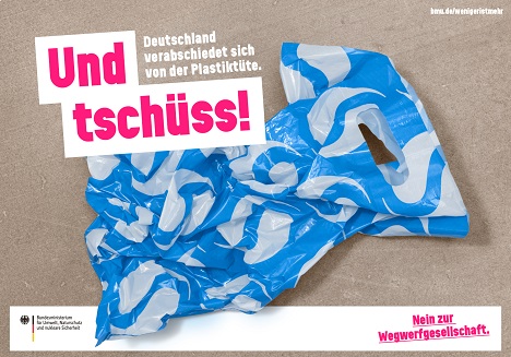 Bundesumweltministerium: ressourcenmangel kreiert Kampagne 'Tschüss Plastiktüte' - Die Kampagne ist bewusst als Abschied aufgesetzt (Foto: ressourcenmangel an der panke GmbH)