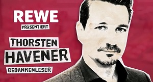 Rewe verblüfft Kunden mit Gedankenleser in den Märkten - Rewe schickt den Gedankenleser Thorsten Havener in seine Märkte (Foto: Screenshot)