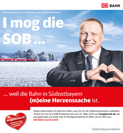 Serviceplan gestaltet Imagekampagne für Südostbayernbahn - SOB-Imagekampagne von Serviceplan, München (Foto: Serviceplan)