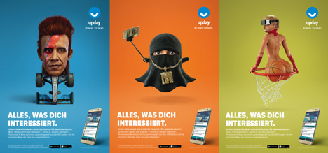Cheil entwickelt erste Kampagne für Springer-Plattform Upday - Cheil kreiert für Upday eine Kampagne mit illustrierten Collagen bekannter Bildsymbole (Foto: Upday)