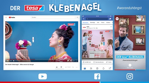 tesa setzt gemeinsam mit upljft das Produkt Klebenagel u.a. auf Social Media-Kanlen in Szene (Foto: thjnk)